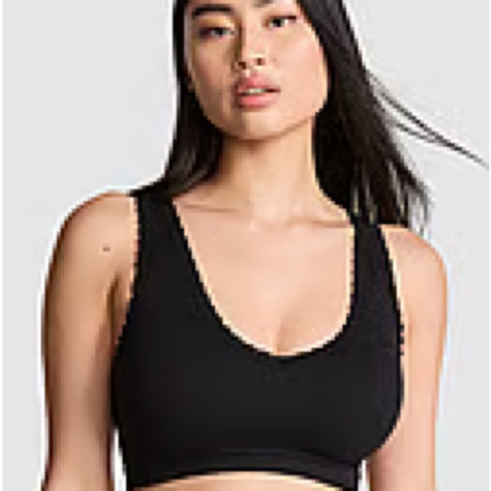 Victoria Secret Pink SEAMLESS PLUNGE BRALETTE in black M